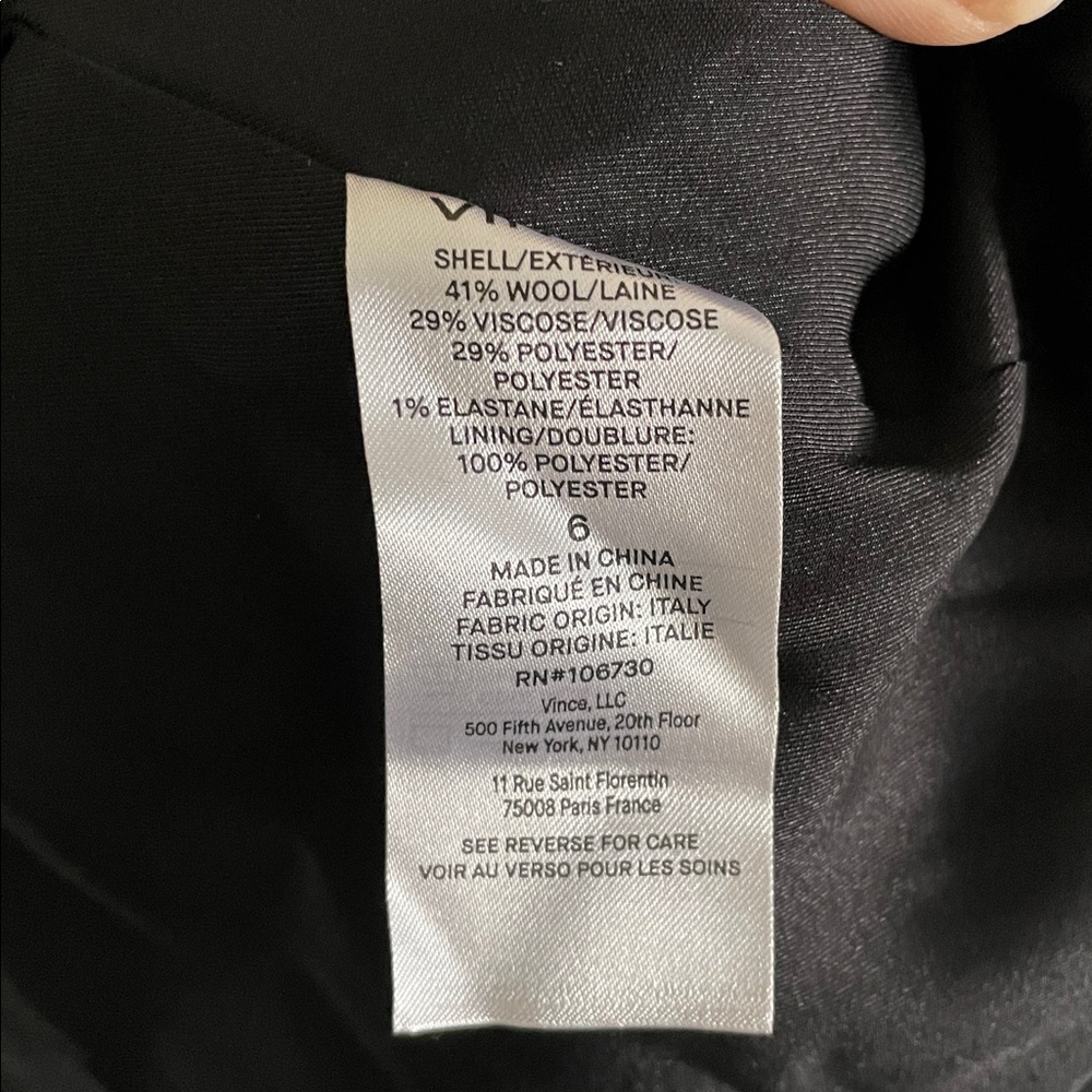 Vince‎ Boyfriend Blazer Women’s Size 6 Italian Wool Blend Black Peak Lapel - Picture 7 of 9